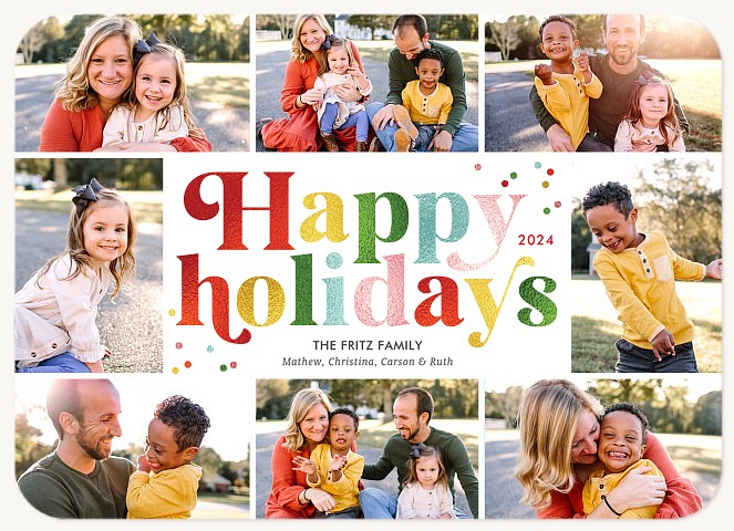 Retro Sparkle Personalized Holiday Cards
