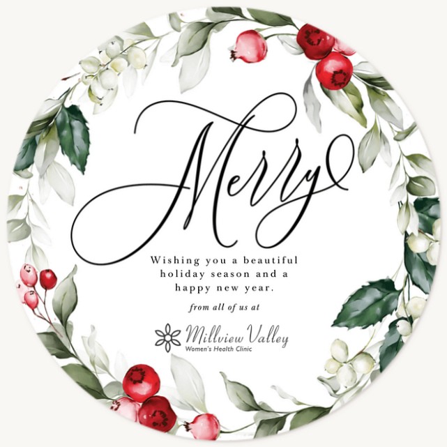 Square Holly Wreath Business Holiday Cards