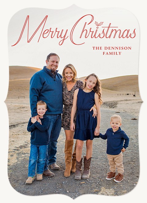 Outlined Script Personalized Holiday Cards