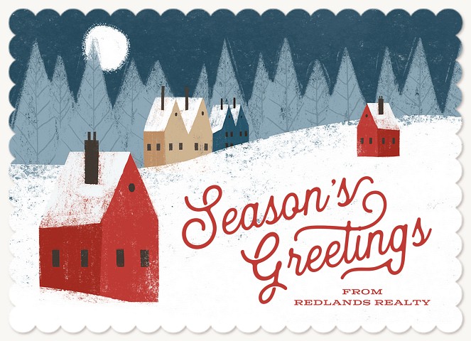 Moonlit Village Business Holiday Cards