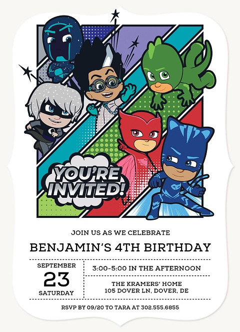 PJ Masks Big Invitation | PJ Masks Birthday Party Invitations