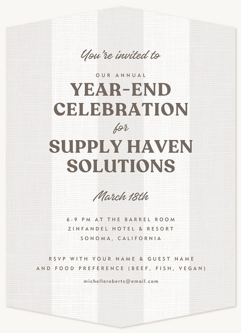 Linen Stripes Holiday Party Invitations
