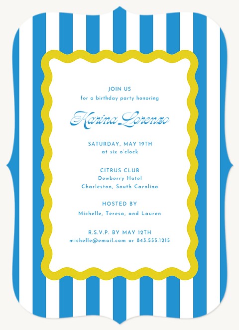 Party Stripes Adult Birthday Party Invitations