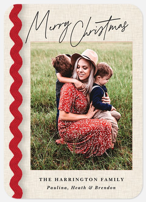 Embellished Ribbon Photo Christmas Cards