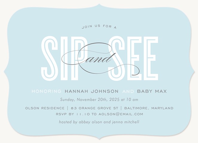 Honoree Sip & See Baby Boy Shower Invitations, Baby Shower Invitations