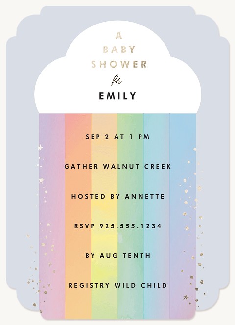 Rainbow Cloud Baby Shower Invites