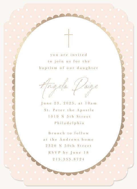Polka Dot Frame Baptisms & Christening Invitations