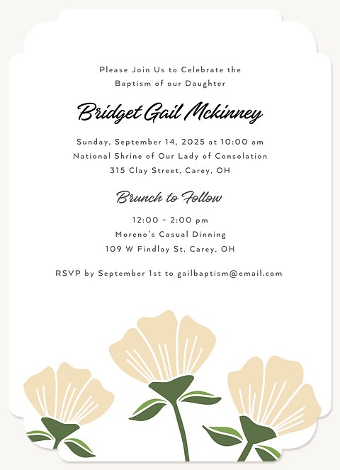 Floral Stencil Baptisms & Christening Invitations