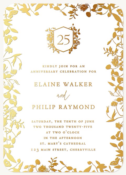 Botanical Milestone Wedding Anniversary Invitations
