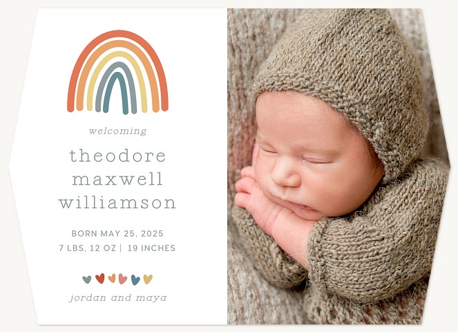 Retro Rainbow Baby Announcements