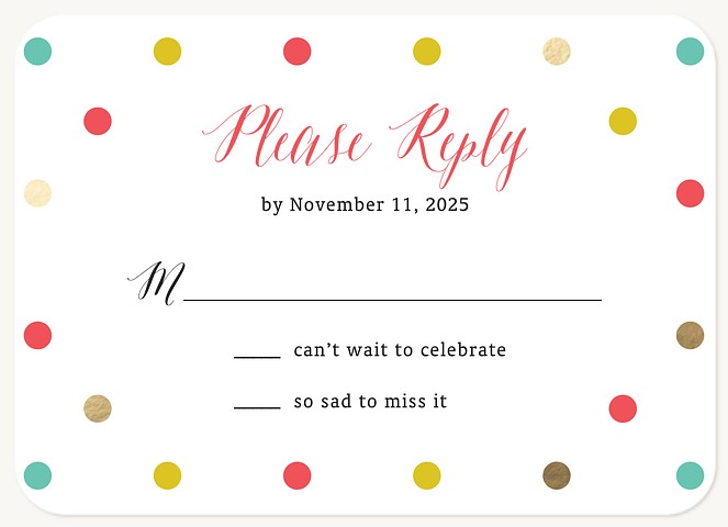 Sweet Dots Quinceañera RSVP Cards