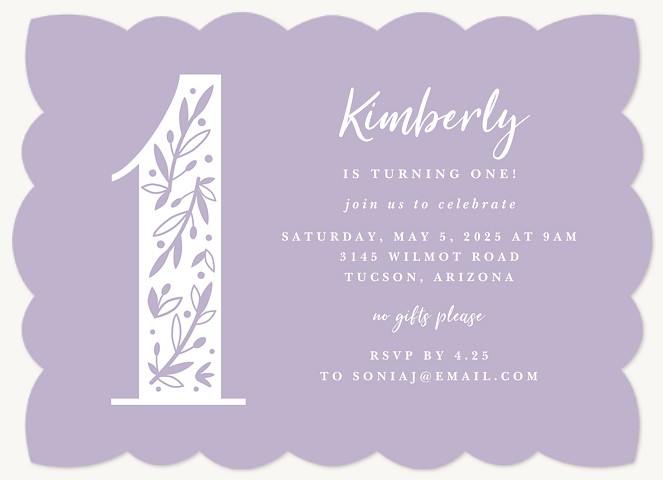 Floral Filigree First Birthday Invitations