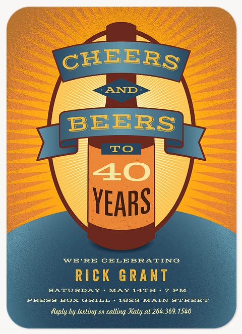 Cheers & Beers Adult Birthday Party Invitations