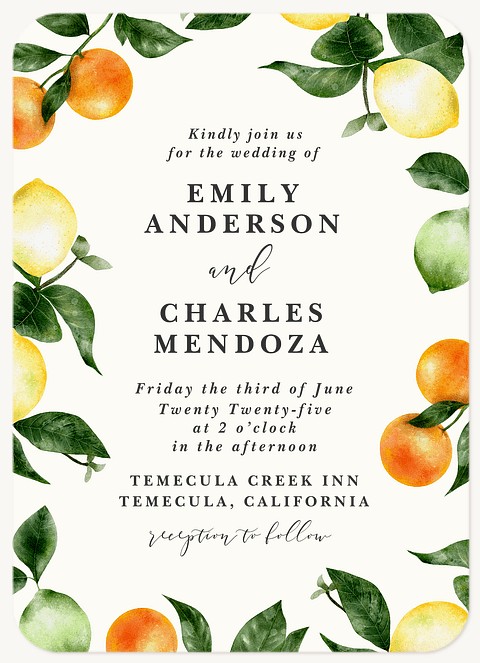 Charming Citrus Wedding Invitations