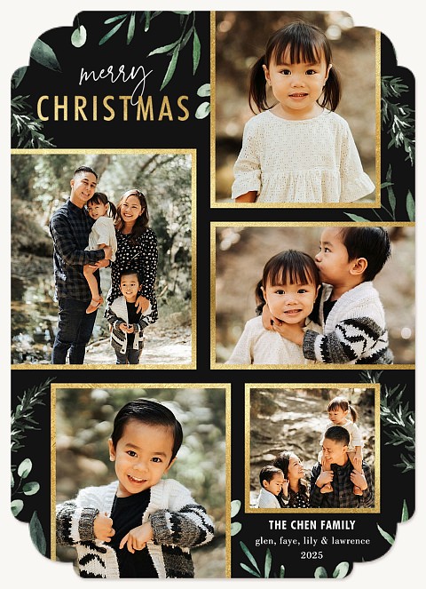 Embellished Greenery Personalized Holiday Cards