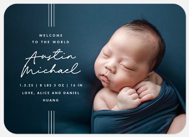 Pinstripe Baby Birth Announcements