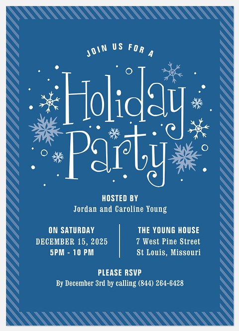 Winter Snowfall Holiday Party Invitations
