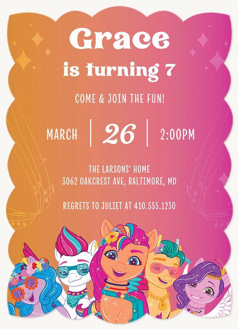 My Little Pony Musical Notes Kids Birthday Invitations