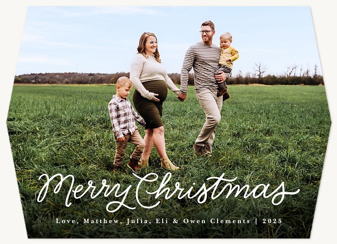 Monoline Script Personalized Holiday Cards