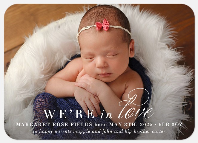 Calligraphy Love Baby Birth Announcements