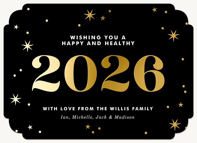 New Year Glam Personalized Holiday Cards