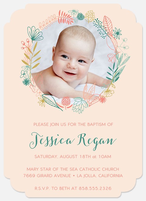 Woodland Frame  Baptism Christening Invitations