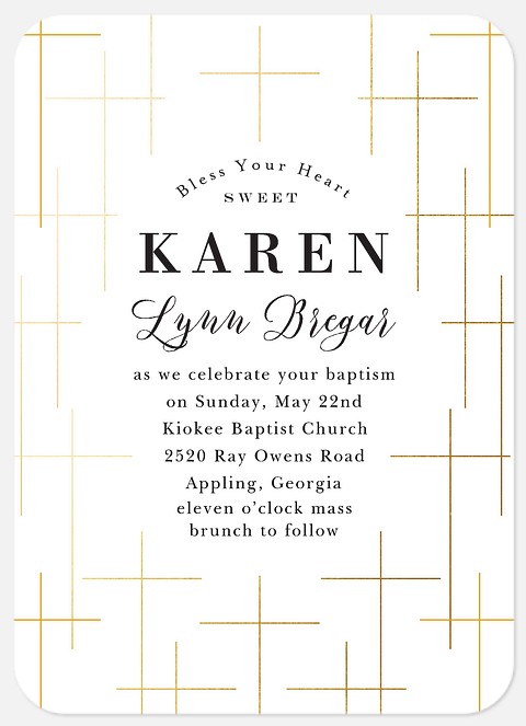 Golden Cross Baptism Christening Invitations