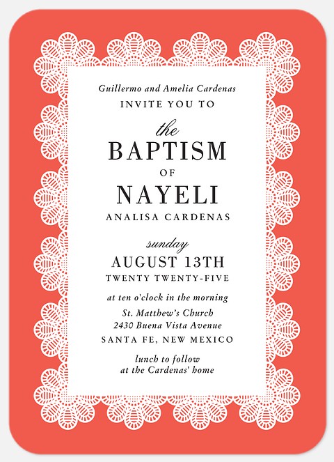 Floral Papel Picado Baptism Christening Invitations