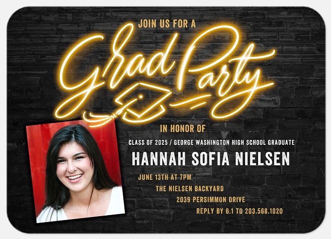 Neon Party Graduation Cards