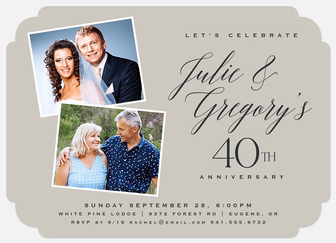 Then & Now Script Anniversary Invitations