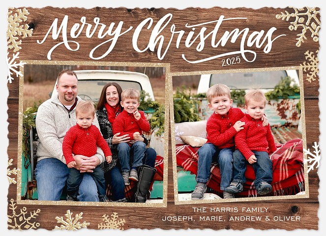 Cabin Snowfall Holiday Photo Cards