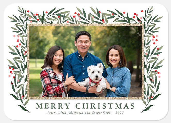 Gilded Foliage Holiday Photo Cards