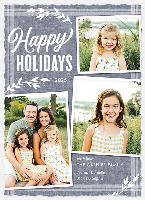 Rustic Chambray Holiday Photo Cards