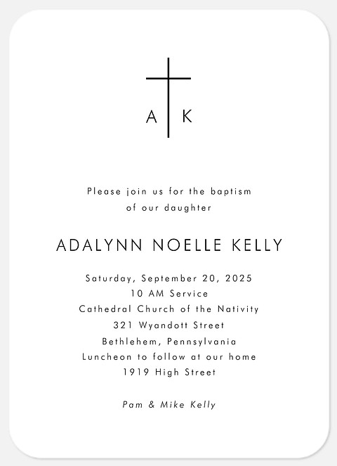 Simple & Pure Baptism Christening Invitations