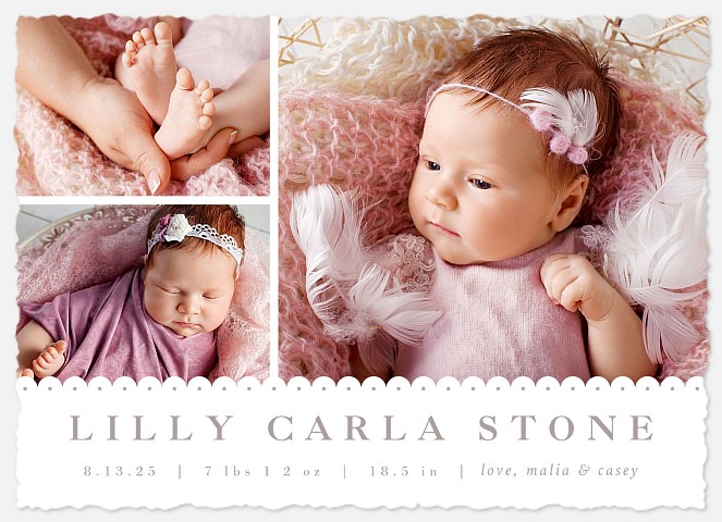 Sweet Embellishment Baby Birth Announcements