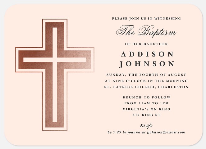 Classic Crucifix Baptism Christening Invitations
