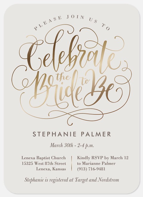 Shimmer Celebration Bridal Shower Invitations