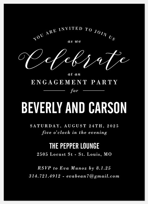 Black Tie Engagement Party Invitations