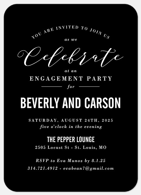 Black Tie Engagement Party Invitations