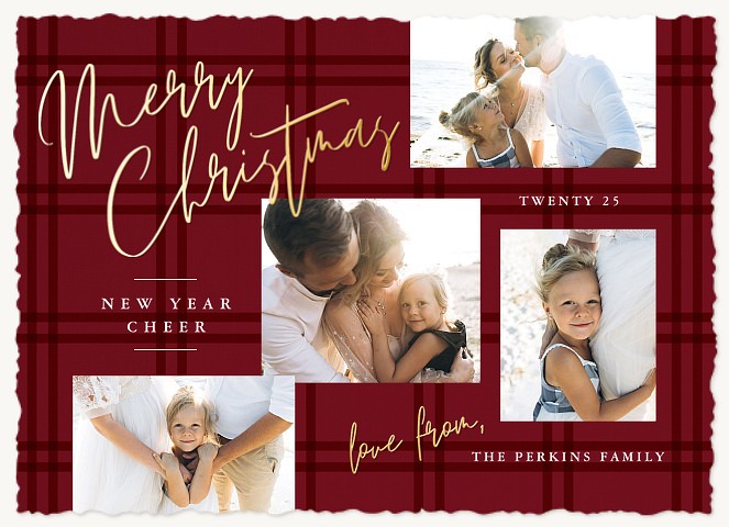 Cranberry Plaid Christmas Cards