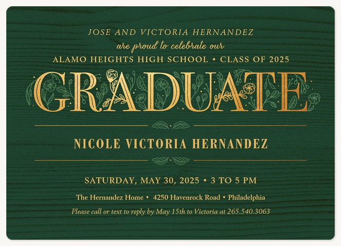 Botanical Letters Graduation Cards