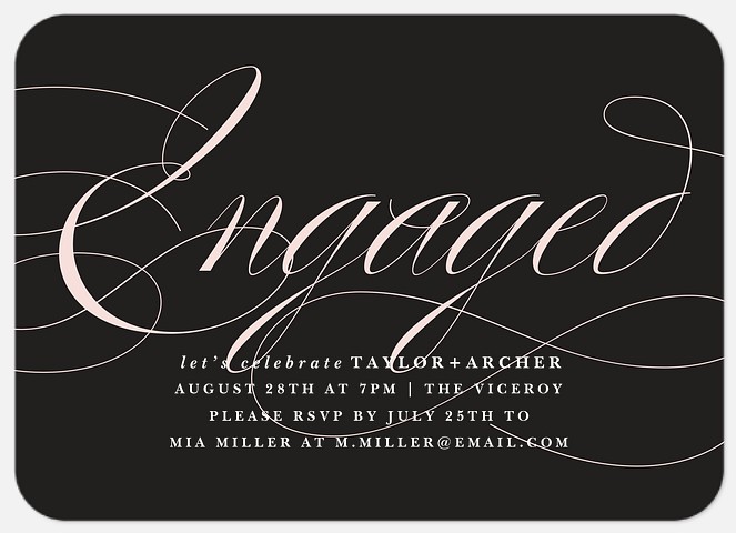 Flourish Script Engagement Party Invitations