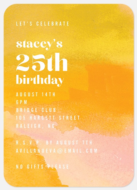 Abstract Marigold Adult Birthday Invitations