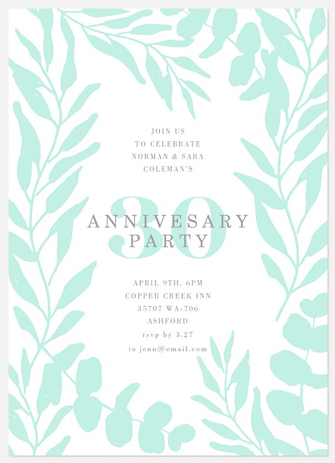 Fresh Mint Anniversary Invitations