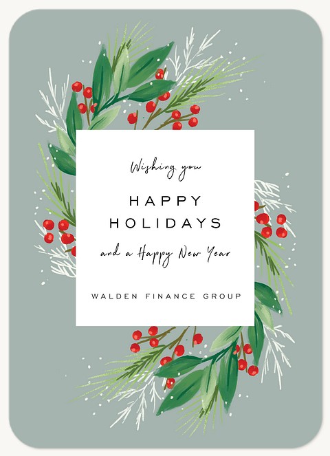 Wreath Swirl Business Holiday Cards