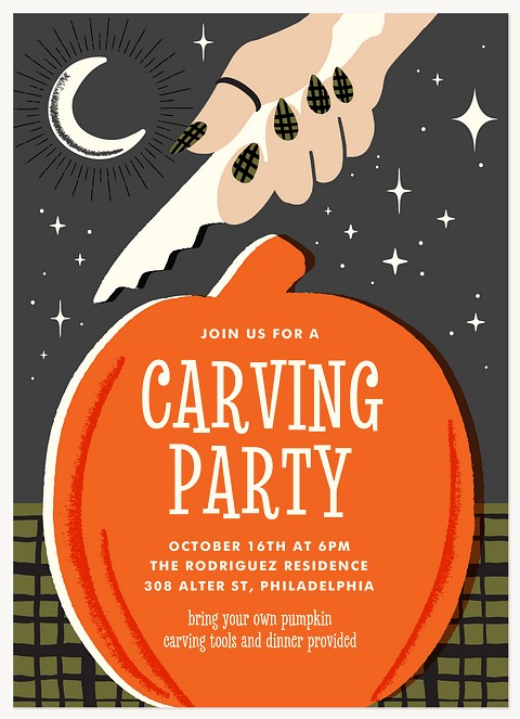 Pumpkin Carving Halloween Party Invitations