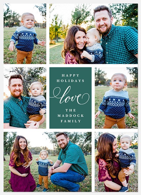 Evergreen Collage Holiday Photo Cards