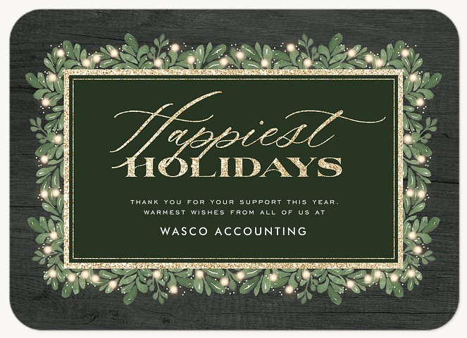 Glittery Boxwood Business Holiday Cards