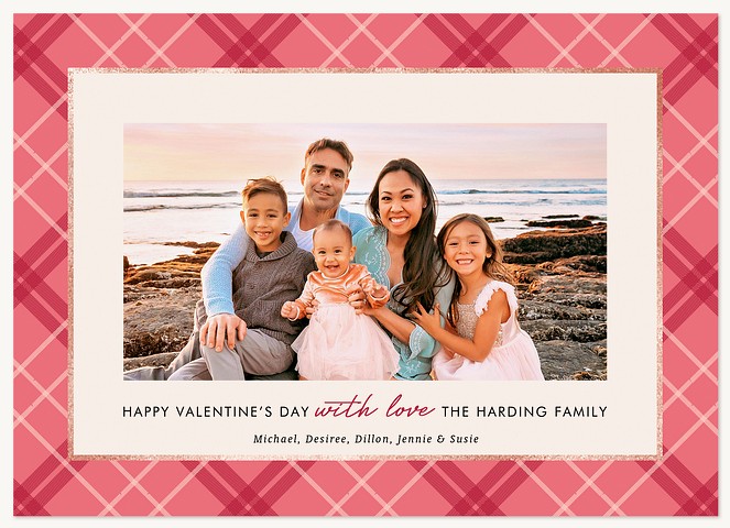 Pink Plaid Valentines Cards