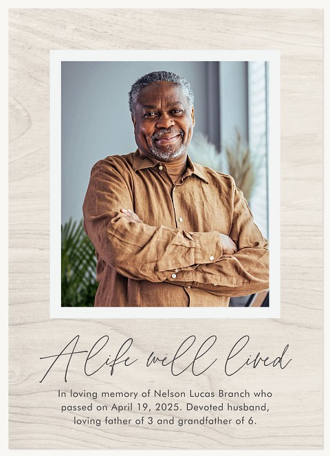 Wooden Snapshot Memorial & Sympathy Cards